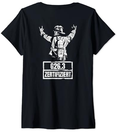 Damen Feuerwehr G26.3 Zertifiziert Rückseite Feuerwehr Atemschutz T-Shirt mit V-Ausschnitt