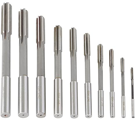 findmall 10PCS Reamer Set 1/8-15/32 inch Chucking Reamer Set H7 HSS Straight Flute Straight Shank Chucking Machine Cutter Milling Reamer Kit for Lathe Machine