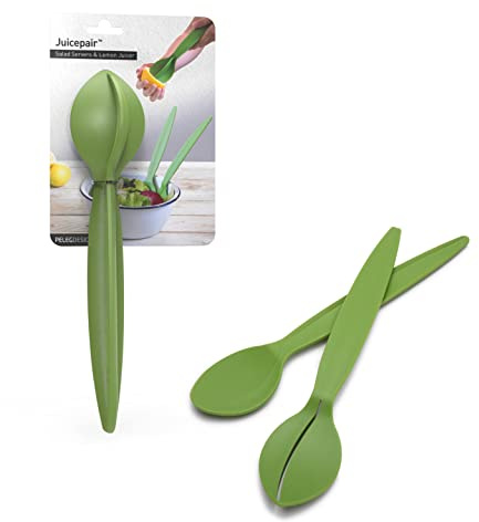 PELEG DESIGN - Couverts à salade 2 en 1 en plastique | Presse-citron manuel | Set d'ustensiles de cuisine | Cadeau pour Noël, anniversaire
