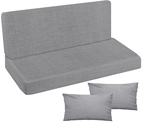 Ferocity Auflage für Hollywoodschaukel 185x50x50 Gartenbankauflage und 2 Kissen Palettenauflage Bankauflage Sitzkissen und Rückenkissen Polsterauflage Matratze Gartenpolster Glatt Flachs [133]