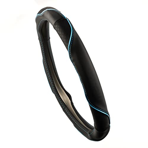 LST Ø 38x9 cm /15x3,5 Zoll Lenkradschoner Lenkradbezug Hülle schwarz blau