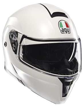 AGV Streetmodular ECE 22-06 Mono, Modularer Helm, Motorrad Klapphelm ECE 22-06 P/J in Zwei Konfigurationen zugelassen, mit Sonnenblende, Materia Matt Weiß, XL