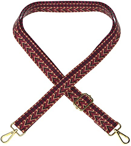 EAZY CASE Cinghia per borsa regolabile, tracolla di ricambio per borse, tracolla per uomo e donna, cinturino sottile per borse e borse da trasporto, cinturino per borsa fai da te, Zig Zag - Rosso e