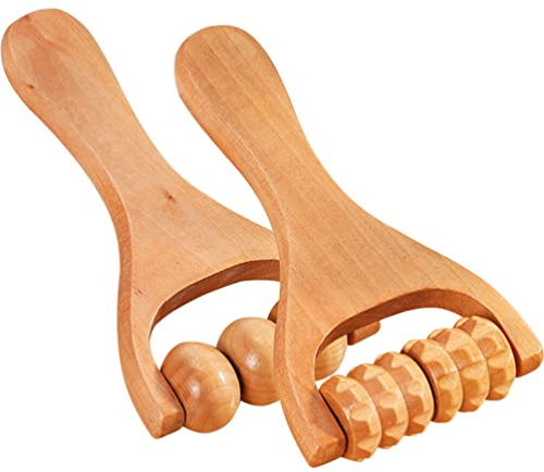 2 Stück Massagerollwerkzeug, Rund, Khaki, für Schulter und Gesicht | Wiederverwendbares Fußmassagegerät, Glatte Oberfläche, zur Linderung von Müdigkeit, für Tv Abende und Reisen