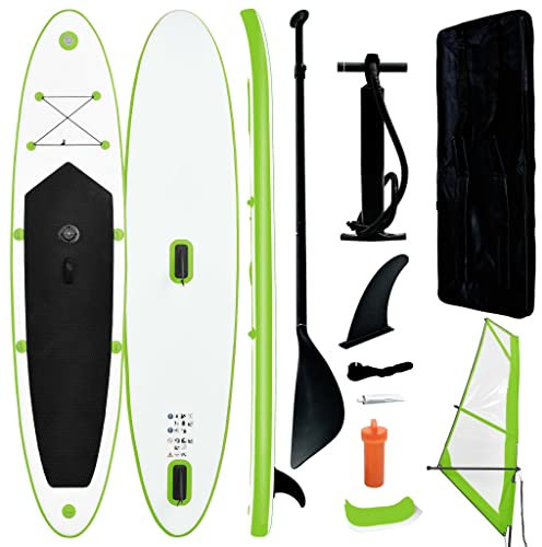 Sporting Goods Aufblasbares Stand Up Paddleboard mit Segel Set grün weiß