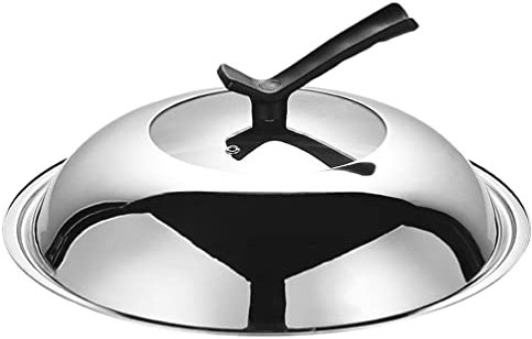 UPKOCH Edelstahl-Topfabdeckung Rund Bratpfanne Pfannen Töpfe Deckel Mit Glasplatte Bratpfanne Ersatzabdeckung Käseschmelzkuppel Wok-Abdeckung Für Flache Grillplatte Grill Kochen 32 Cm