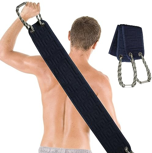 OWIIZI Peeling-Rückenschrubber für die Dusche, doppelseitiger Rückenpeeling-Waschlappen mit rutschfesten Griffen für den Einsatz in der Dusche, Körperpeeling-Handtuch, Rückenwascher für Männer und