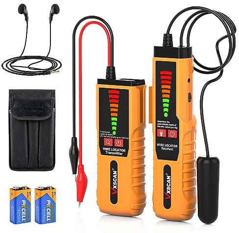 VXSCAN Underground Wire Locator F04, Cable Tester with Earphone, Underground Wire Non-Destructive Tracer for Locating Wires and Pet Fence Irrigation Wires