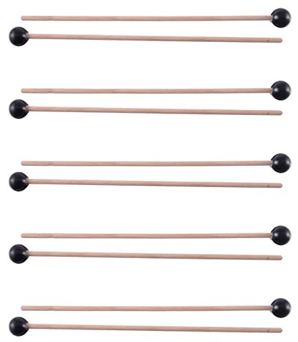 Bdukbduk 10 Stücke Sanft Gummi Kopf Sticks Bell Schlägel für Glocken Spiel Xylophone Bell Musik Schwarz