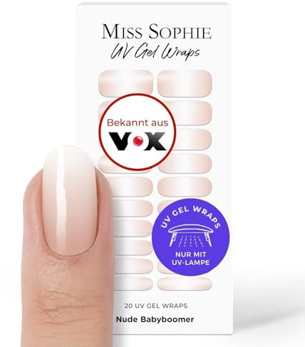 Original Miss Sophie UV Gel Nagelfolien Nude Babyboomer UV I 20 UV Gel Nagellack-Streifen mit Farbverlauf I Für Finger- & Fußnägel