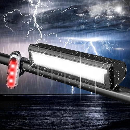 Bike Lights for Night Riding Rechargeable 9500 Lumen Bicycle Lights Front and Rear Rechargeable 5 Adjustable Modes 5 Bike Headlight and Tail Light Set 5 Adjustable Modes for Cycling (FYCQD02-BK-XY)