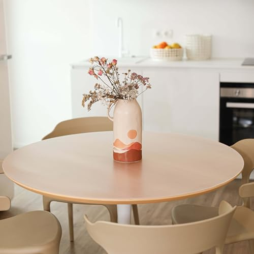 Profolio Tischfolie Rund & Leicht Transparent mit abgeschrägter V-Kante - Feinmattierte Tischdecke als Schutz ohne Luftblasen - Matte 2mm Folie für Ihren Tisch - 75cm Durchmesser - Größe Wählbar