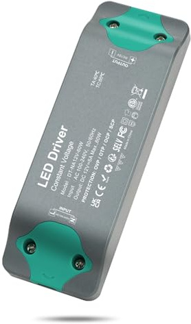 DUSKTEC LED Trafo 230V auf 12V DC, 5A 60W Netzteil, 12V DC Treiber, Konstante Spannung ohne Last für Niederspannung LED