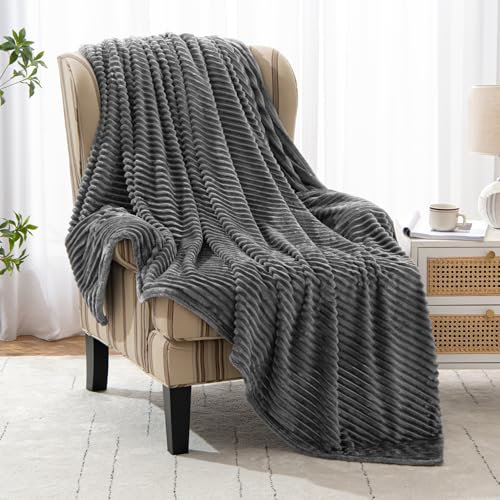MIULEE Coperta Pile in Velluto Flanella Morbida Calda Soffice Decorativa per Coperta Plaid Divano e Singolo e Matrimoniale Letto Decorazioni Casa Poltrona 1 Pezzo 130x150 cm Grigio Scuro