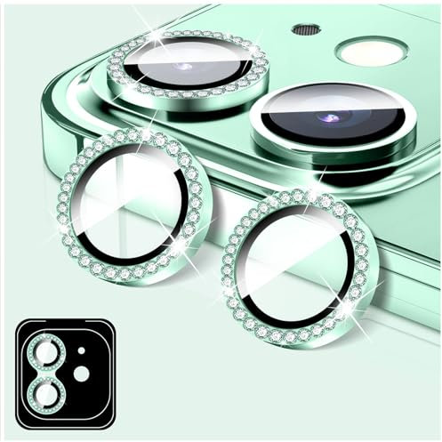 LucBuy Diamond Camera Lens Protector Compatible for iPhone 13/13 Mini, Sparkling Camera Lens Cover Film Stickers, Tempered Glass Screen Cover, Individual Auto-Align Metal Rings
