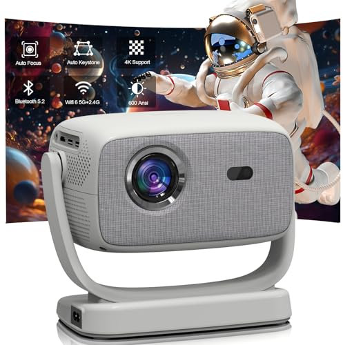Mini Proyector de Enfoque Automático Con WiFi 5G y Bluetooth - Soporte 4K, 600 ANSI Lúmenes, 1080P Nativo - Para Cine en Casa y Al Aire Libre, Compatible Con Teléfono/TV Stick/PC