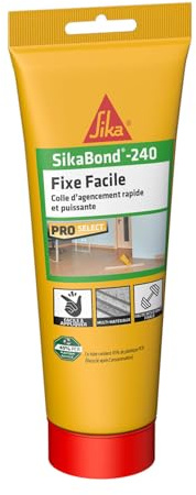 SIKA - Colle acrylique d’agencement - SikaBond-240 Fixe Facile, Blanc, 70g | Intérieur et extérieur abrité - Multi-support - Maintien immédiat - Tube