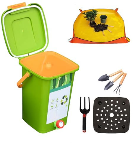 Kitchen Composter with Faucet Easy to Clean and Collect Compost Liquid Sealing Cover Included 10L Capacity Food Waste Bin for Kitchen Eco Friendly Composting Solution