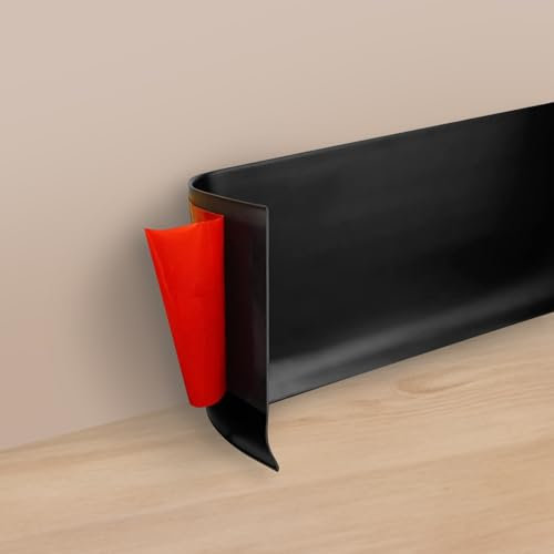 Skirting Board Trim, PVC Self Adhesive Flexible Skirting Board, 9.8Ft(L) x 3.9 inches (W) Skirting Board Cover, Peel and Stick Wall Base Moulding Trim,Wall Baseboard Molding Trim (Black)