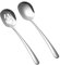 2pcs Mixing Spoons Set, Includes 1 Serving and 1 Slotted Spoon, Multi Functional Stainless Steel Utensils Long Handled Spoon for Soup, Serving, Draining, Stirring(Silver)