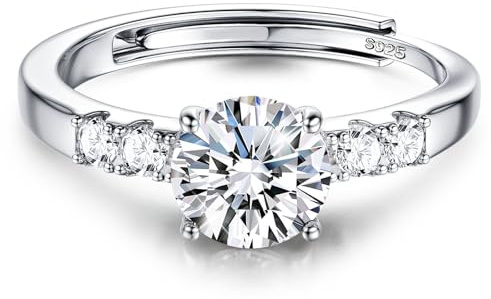 Milacolato Verlobungsring Silber 925 für Damen Ring Ringe Promise Engagement,Eternity,Verstellbar,Rund,Quadratisch,Mit Stein,Fingerring für Frauen D