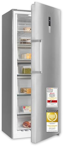 Exquisit Gefrierschrank, Tiefkühlschrank, Kombigerät, Kühlfunktion, 380 Liter, Alarm-Funktion, NoFrost, 4-Sterne-Gefrierfach, Schnellgefrieren, Schnellkühlen, GS5380-NF-H-050D inoxlook