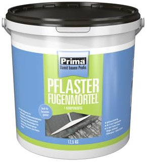 zbs24 Prima Pflasterfugenmörtel anthrazit 12,5 kg - gebrauchsfertig, wasserdurchlässig, gegen Unkrautbewuchs, witterungsbeständig, Verfugen von Beton und Natursteinbelägen
