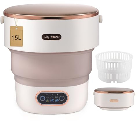 HIUYRFS Mini lavadora portátil de 15 litros con centrifugador, máquina de lavado plegable para ropa interior, ropa de bebé y ropa pequeña, adecuada para hogares, apartamentos, dormitorios y hoteles