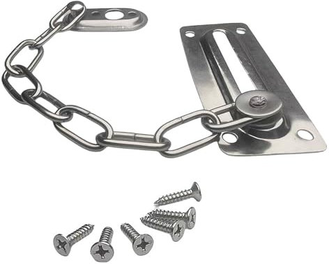 1PCS Heavy Duty Door Security Chain - Front Door Lock Restrictor - Nickel-Plated Chain Lock for Home, Apartment, Bedroom, Hotel (Silver)