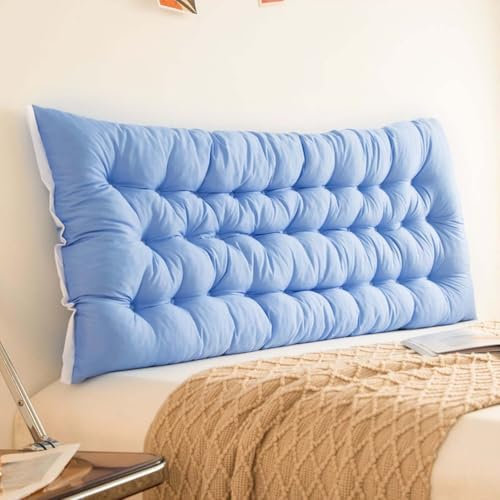 Kissen Bett Rückenkissen Lesekissen für Bett Und Sofa, rechteckiges Rückenkissen, rechteckiges Rückenkissen mit Tasche, rechteckiges Kissen, Große Lesematte,Dark Blue,200cm