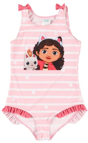 United Labels Gabby's Dollhouse baddräkt för flickor med volanger, rosa, baddräkt för barn, badkläder, ROSA, 110-116
