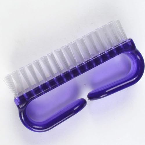 Purple Handle Nail Brush, lastic Handle Scrubbing Brush Eco Friendly Fingernail Brush with Soft Bristles Nail Manicure Dust Brush for Hand Toes Nail Home Garden Salon