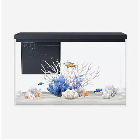 CSYQPDMBDL Kugelaquarium, Goldfischglas, Fischtank mit Licht und Pumpe Zirkulation Filtration Quadratisches transparentes Glasaquarium