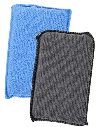 FIXOSHEE 2pcs Dual-sided Car Cleaning Sponges Set Blue-white Gray-white Auto Cleaning Scrub Pads for Interior Detailing and Window Washing