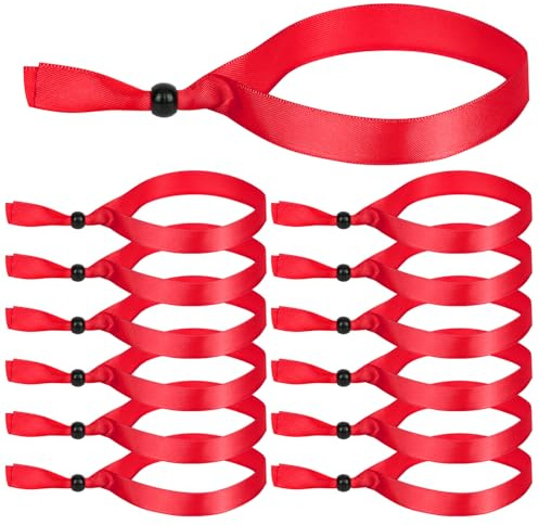 LVNRIDS 100 Stück Stoff Einlassbänder Eintrittsbänder Rot, Festival Bändchen Partybänder mit Verschluss Wiederverwendbare Stoffarmbänder für Geburtstag Hochzeit Konzerte Ausstellung
