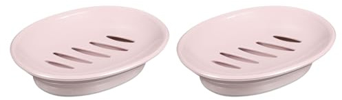 QUARKZMAN Portajabones, 2 Piezas Portajabones De Plástico 15.5x11 Cm con Drenaje, Portajabones Extraíble De Doble Compartimento para Baño, Ducha, Cocina (Rosa)