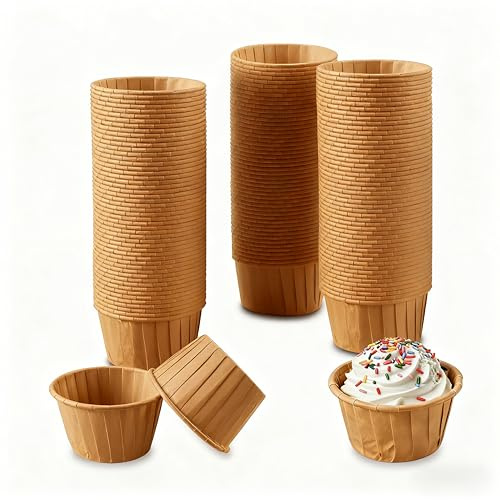 150 Pcs Cupcake Cases for Baking, Paper Muffin Cases for Bakings, Cupcake Case for Baking Cups, Greaseproof Paper Cupcake Liners for Christmas Birthday Wedding Party(Brown)