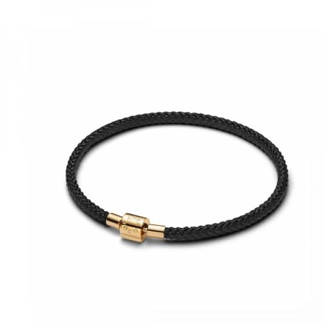 PANDORA Bracelet en cordon noir pour femme 564530C01, One Size, Argent sterling, Pas de pierre précieuse