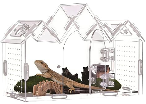 Byeaon Kit de Terrario para Arañas Saltarinas,Terrario de Acrílico Transparente con Puertas Magnéticas | Recinto Grande para Araña Saltarina | para Mantis, Serpientes, Geckos, Tortugas, Dragones