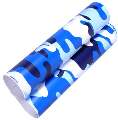 HEANUJJ Fahrzeugfolierung mit Blauem Tarnmuster Selbstklebende PVC Autofolie Schützt Originallack UV Beständig für Selbstgemacht Innenraumdekoration und Fahrzeugstyling