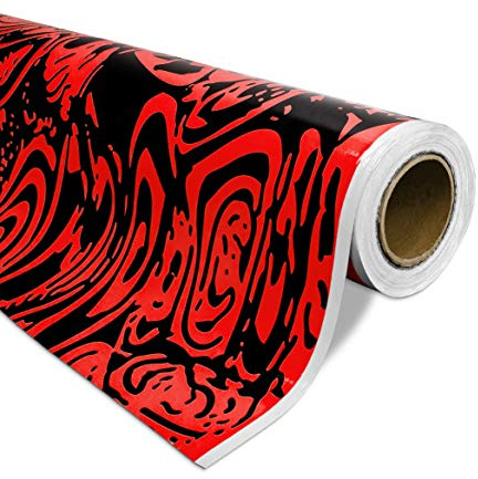 Auto-Dress Erlkönig Auto-Folie mit Luftkanal-Technik für 3D Car-Wrapping - Tarnfolie für Prototypen (100x150cm, Farbe: Schwarz-Rot, Finish: Glanz)