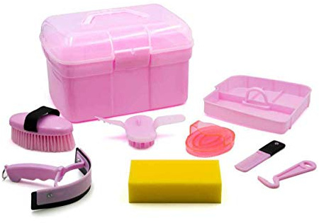 AMKA Scatola di pulizia per bambini – Cassetta di pulizia riempita 7 pezzi (rosa)