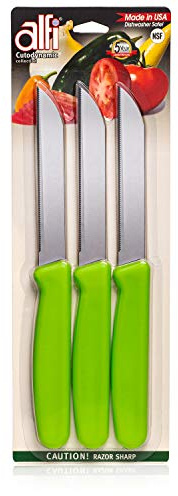Alfi All-Purpose Knives Aerospace Precision Pointed Tip - Home And Kitchen Supplies - Serrated Steak Knives Set | Made in USA (Kiwi Green)