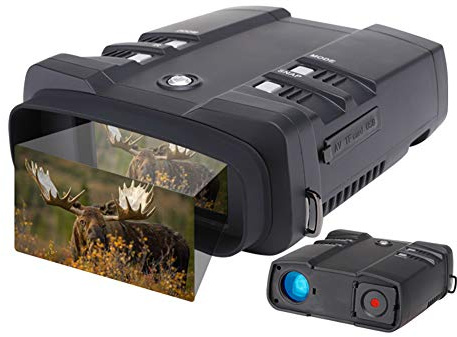 Lunettes de Vision Nocturne Infrarouge IR Grand écran HD Jumelles de Vision Nocturne numérique avec Carte 64G TF pour la Chasse à la Faune, caméra Photo, enregistreur vidéo, Fonction de Lecture
