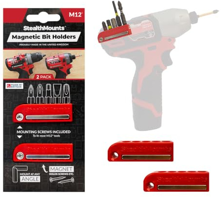 StealthMounts Milwaukee M12 - Soporte magnético para brocas | Organizador de brocas | Soporte perfecto para brocas Milwaukee taladros e impactos (paquete de 2)
