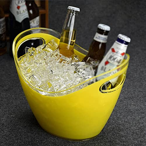 BHBXZZDB Großer Eiskübel aus Kunststoff,Ovale Aufbewahrungswanne,3L / 8L Bierflaschen-Getränkekühler,Geeignet für Zuhause,Bar,Innen- und Außenbereich,Weiß,Schwarz,Gelb