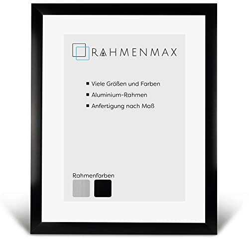 RahmenMax® Yukon A1 Bilderrahmen 59,4x84,1 cm zum Aufhängen/Bilderrahmen Maßanfertigung möglich/Posterrahmen aus Aluminium/Bilder Rahmen in Schwarz gebürstet mit Acrylglas/Puzzle Rahmen