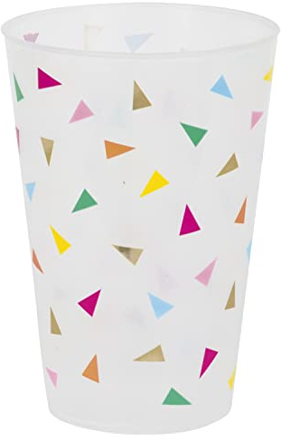 Unique 26370 - Vasos de Plástico Reutilizables con Estampado de Papel de Aluminio - 473 ml - Fiesta de Cumpleaños con Triángulo Brillante - 6 Unidades (Paquete de 1)