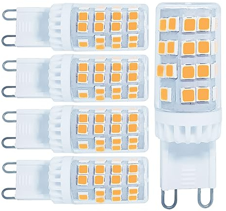 Tupolife G9 LED Bulb Dimmable 4.5W Chandelier Light Bulbs (50W Halogen Equivalent), Warm White 3000K 550LM G9 Bi Pin Base Lamp, Pack of 5
