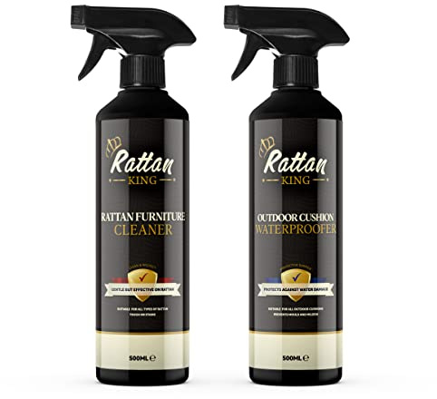 Rattan King - Rattan Furniture Cleaner and Outdoor Cushion Waterproofer Spray | Care & Protect Cleaning Bundle Kit (2x 500ml)
